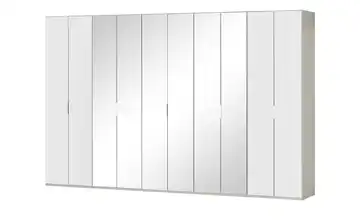 Wohnwert Falttürenschrank  Forum Spiegel / Weiß 375 cm 216 cm 2 Außenpaneele je Seite abgesetzt