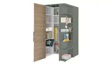 Eck-Kleiderschrank Holly | Mittelgrau / Hickory (Nachbildung