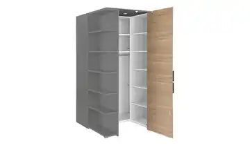 Eck-Kleiderschrank Holly | Mittelgrau / Hickory (Nachbildung