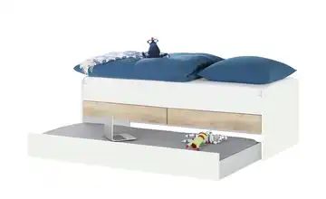 Duobett mit Stauraum Grow Up | Weiß / Risseiche (Nachbildung), 120x200 cm