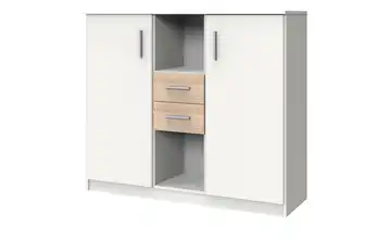 Highboard Joker Weiß, Eiche sägerau (Nachbildung)