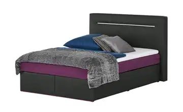 Boxspringbett 140x200 - schwarz/lila (fuchsia) Knight
