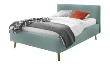 Polsterbett Mattis Eisblau Webstoff fein ohne Bettkasten 140 cm Eiche
