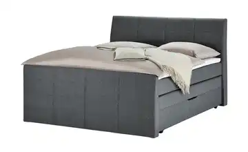 Boxspringbett mit Bettkasten und Topper Baron Anthrazit H2 & H3 160 cm
