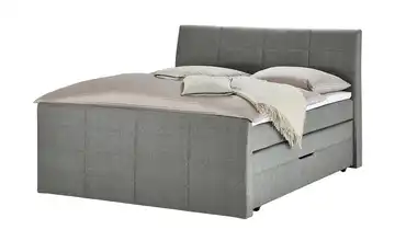 Boxspringbett mit Bettkasten und Topper Baron Grau H3 160 cm