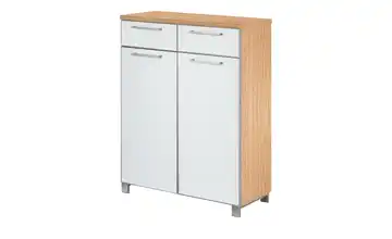 Schuhschrank Duna Einlegeböden Weiß, Eiche bianco