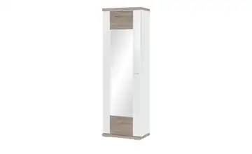 Dielenschrank Titan Weiß, Eiche sägerau (Nachbildung) links