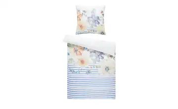 AURO Satin Bettwäsche Floral Streifen