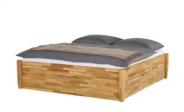 Timber Massivholz-Bettgestell Timber Wildeiche 160 cm 2 Bettschubkästen ohne Kopfteil rund