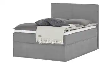 Boxi Boxspringbett 140 x 200 cm mit trendigem Keder Boxi Urban Hellgrau, Anthrazit 140 cm H4 Viscoschaumkern Velours