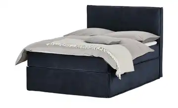 Boxi Boxspringbett 140 x 200 cm mit trendigem Keder Boxi Urban Mitternachtsblau, Dunkelblau 140 cm H4 Viscoschaumkern Samt