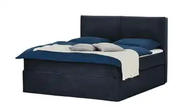 Boxi Boxspringbett 180 x 200 cm mit trendigem Keder Boxi Urban Mitternachtsblau, Dunkelblau 180 cm H4 Viscoschaumkern Samt