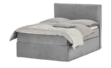 Boxi Boxspringbett 140 x 200 cm mit trendigem Keder Boxi Urban Hellgrau 140 cm H2 & H3 Viscoschaumkern Samt