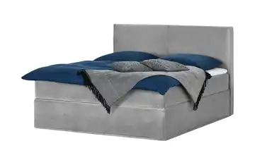 Boxi Boxspringbett 180 x 200 cm Boxi Classic Hellgrau 180 cm Samt weich Viscoschaumkern