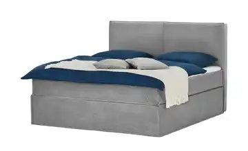 Boxi Boxspringbett 180 x 200 cm mit trendigem Keder Boxi Urban Hellgrau 180 cm Samt mittel & sehr hart Viscoschaumkern