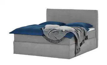 Boxi Boxspringbett mit trendigem Keder Boxi Urban Hellgrau 180 cm Velours mittel & sehr hart Viscoschaumkern