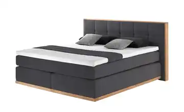 uno Massivholz-Boxspringbett Luca 180 cm H3 Kaltschaumkern Anthrazit