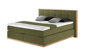 uno Massivholz-Boxspringbett Luca 200 cm H3 Kaltschaumkern Olivgrün