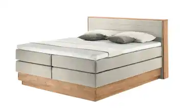 uno Massivholz-Boxspringbett mit Bettkasten Morgan Beige 200 cm H2 & H3 Kaltschaumkern