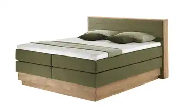 uno Massivholz-Boxspringbett mit Bettkasten Morgan Olivgrün 180 cm H2 & H3 Kaltschaumkern