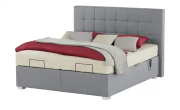 vanDoorn Motor-Boxspringbett mit Bettkasten Ohio Mikrofaser in Leder-Optik H3 160 cm silberfarben Grau