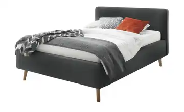 Polsterbett mit Bettkasten Mattis Anthrazit Webstoff fein mit Bettkasten 140 cm Eiche