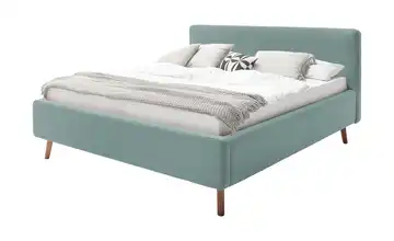 Polsterbett mit Bettkasten Mattis Eisblau Webstoff fein 160 cm mit Bettkasten