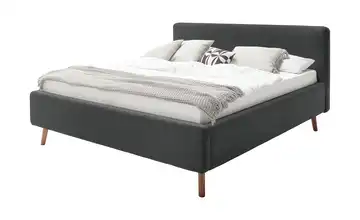 Polsterbett mit Bettkasten Mattis Anthrazit Webstoff fein mit Bettkasten 180 cm Eiche