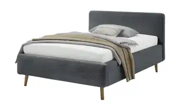 Polsterbett Mattis Anthrazit Cordstoff ohne Bettkasten 140 cm Eiche
