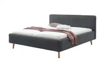 Polsterbett mit Bettkasten Mattis Anthrazit Cordstoff mit Bettkasten 160 cm Eiche