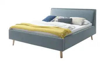 Polsterbett Fairford Blau 160 cm Eiche mit Bettkasten