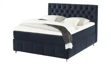 Jette Home Boxspringbett Jette Glam Mitternachtsblau Viscoschaumkern H3 & H4 180 cm