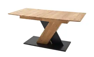 Woodford Säulentisch  ausziehbar Balu Wildeiche, geölt Schwarz X-Säule 180 cm