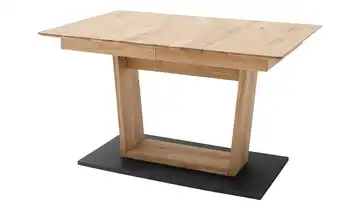 Woodford Säulentisch  ausziehbar Balu geölt, Wildeiche Schwarz U-Säule 140 cm