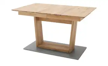Woodford Säulentisch  ausziehbar Balu geölt, Wildeiche Grau U-Säule 140 cm