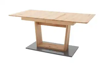 Woodford Säulentisch  ausziehbar Balu geölt, Kernbuche Grau U-Säule 180 cm