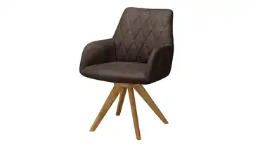 Woodford Armlehnstuhl Bristol Braun Stativgestell Armlehne, Drehfunktion Eiche, geölt Mikrofaser