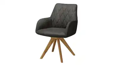 Woodford Armlehnstuhl Bristol Grau Stativgestell Armlehne, Drehfunktion Eiche, geölt Mikrofaser