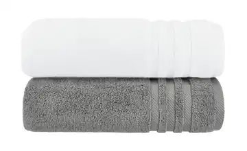 Badetuch (100 x 150cm), 2er-Set Anthrazit-Weiß Soft Cotton