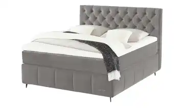 Jette Home Boxspringbett Jette Glam Grau 180 cm H3 & H4 Viscoschaumkern