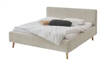 Polsterbett Mattis Beige Bouclé ohne Bettkasten 180 cm Eiche
