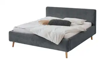 Polsterbett Mattis Anthrazit Bouclé ohne Bettkasten 160 cm Eiche