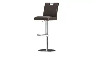 Barhocker Anna Leder Gestell rund Braun