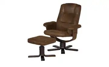 Sessel mit Hocker braun - Stoff Alyssa
