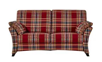 Sofa 2,5-sitzig, verstellbare Armlehnen rot/kariert - Webstoff Mikado