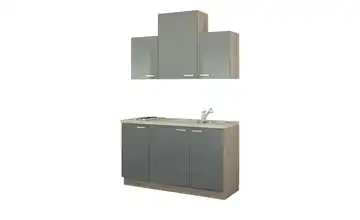 Küchenzeile mit Elektrogeräten Aue Anthrazit, Hochglanz Anthrazit / Bergeiche (Nachbildung) Ausführung links