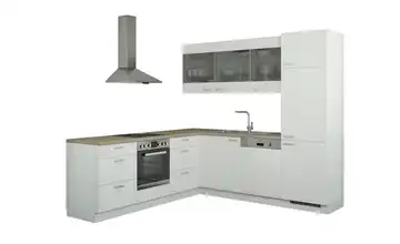 Winkelküche ohne Elektrogeräte Sylt Weiß, matt Weiß Ausführung rechts