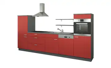 Küchenzeile ohne Elektrogeräte Kassel Rot, matt Rot / Anthrazit Ausführung links