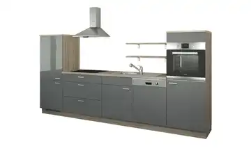 Küchenzeile ohne Elektrogeräte Kassel Anthrazit, Hochglanz Anthrazit / Bergeiche (Nachbildung) Ausführung links