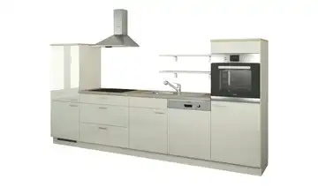 Küchenzeile ohne Elektrogeräte Kassel Creme, Hochglanz Magnolia (Creme) Ausführung links